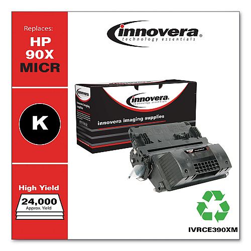 Innovera Remanufactured Black High-Yield MICR Toner, Replacement for 90XM (IVRCE390XM), 24,000 Page-Yield
