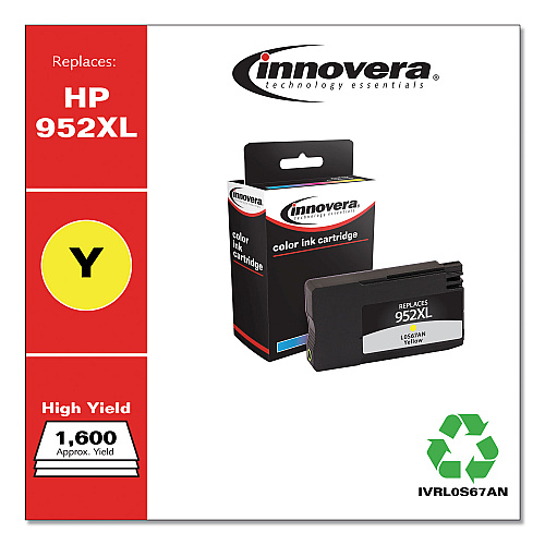 Innovera Remanufactured Yellow High-Yield Ink, Replacement for 952XL (IVRL0S67AN), 1,600 Page-Yield
