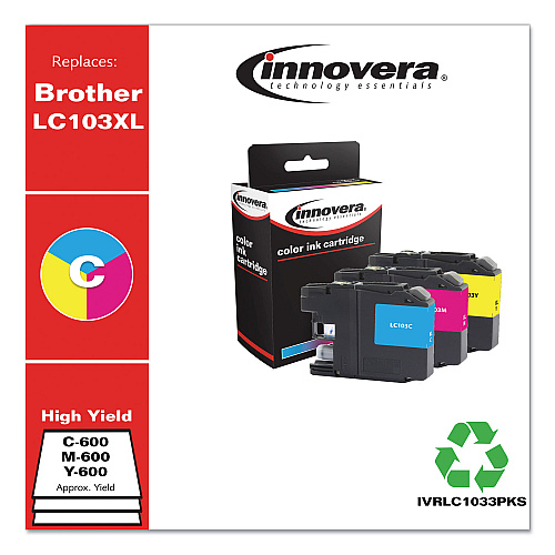 Innovera Compatible Cyan/Magenta/Yellow High-Yield Ink, Replacement for LC1033PKS, 600 Page-Yield
