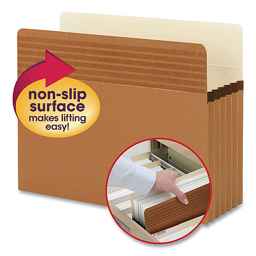 Smead Easy Grip Pockets, 5.25" Expansion, Letter Size, Redrope, 10/Box (73209)