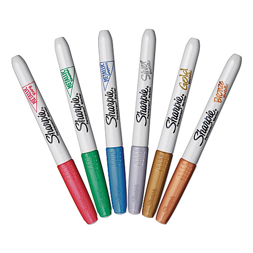 Sharpie Metallic Fine Point Permanent Markers, Fine Bullet Tip, Blue-Green-Red, 6/Pack (2029678)