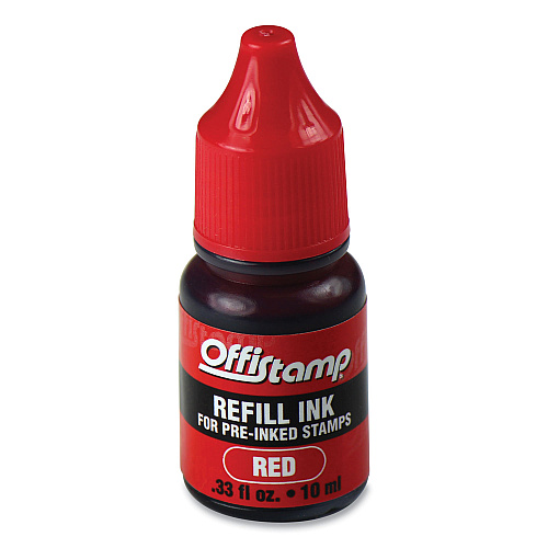 Offistamp Refill Ink for Pre-Inked Stamps, 0.33 oz, Red (034517)