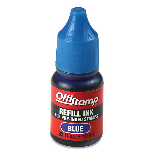 Offistamp Refill Ink for Pre-Inked Stamps, 0.33 oz, Blue (034518)