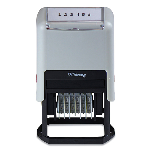 Offistamp Numberer, Pre-Inked/Re-Inkable, 6 Bands, 1.88 x 0.25, Black (034525)