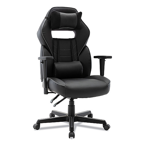 Alera Racing Style Ergonomic Gaming Chair, Supports 275 lb, 15.91" to 19.8" Seat Height, Black/Gray Trim Seat/Back, Black/Gray Base (ALEGM4146)