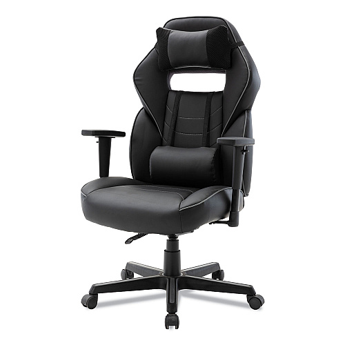 Alera Racing Style Ergonomic Gaming Chair, Supports 275 lb, 15.91" to 19.8" Seat Height, Black/Gray Trim Seat/Back, Black/Gray Base (ALEGM4146)