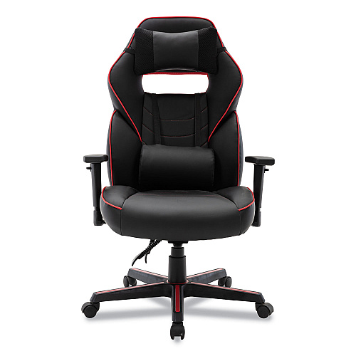 Alera Racing Style Ergonomic Gaming Chair, Supports 275 lb, 15.91" to 19.8" Seat Height, Black/Red Trim Seat/Back, Black/Red Base (ALEGM4136)
