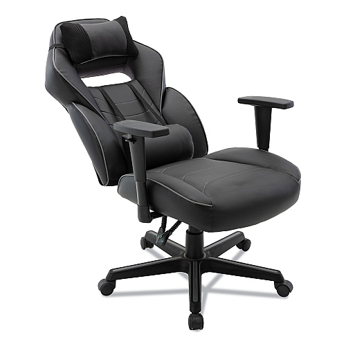 Alera Racing Style Ergonomic Gaming Chair, Supports 275 lb, 15.91" to 19.8" Seat Height, Black/Gray Trim Seat/Back, Black/Gray Base (ALEGM4146)