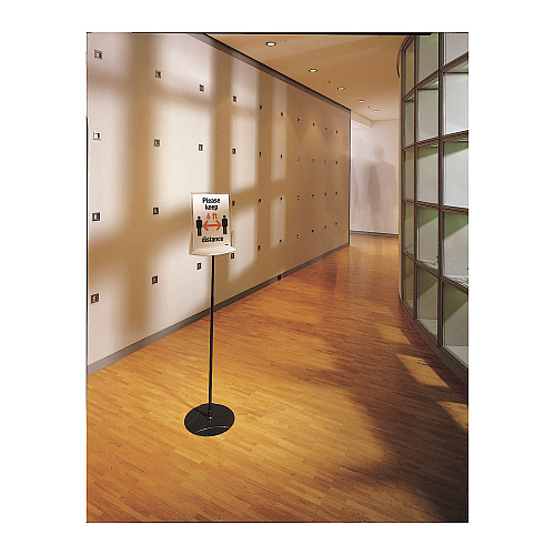 Durable Sherpa Infobase Sign Stand, Acrylic/Metal, 40" to 60" High, Gray (558957)