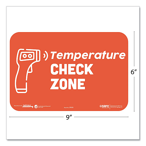 Tabbies BeSafe Messaging Education Wall Signs, 9 x 6,  "Temperature Check Zone", 3/Pack (29510)