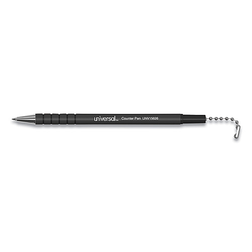 Universal Ballpoint Counter Pen, Medium 0.7 mm, Black Ink, Black Barrel (UNV15625)