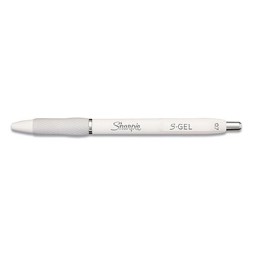 Sharpie S-Gel Fashion Barrel Gel Pen, Retractable, Medium 0.7 mm, Black Ink, Pearl White Barrel, Dozen (2126236)