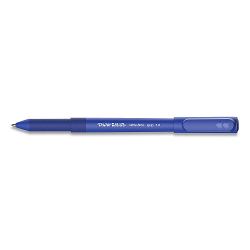 Paper Mate Write Bros. Grip Ballpoint Pen, Stick, Medium 1 mm, Blue Ink, Blue Barrel, Dozen (2124506)