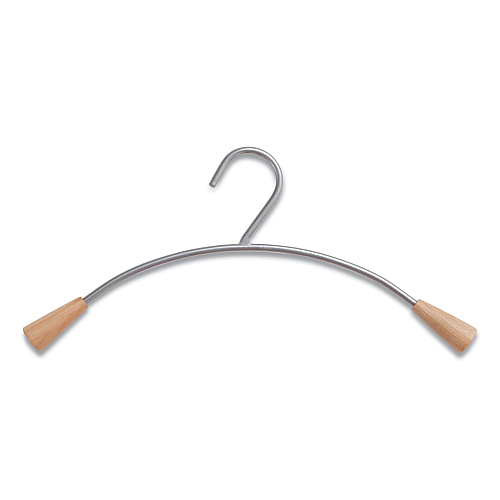 Alba Metal and Wood Coat Hangers, 16.8", Metallic Gray/Mahogany, 6/Set (PMCIN6)
