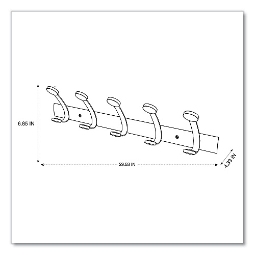 Alba Wooden Coat Hook, Five Wood Peg Wall Rack, Brown/Silver, 45 lb Capacity (PMV5)