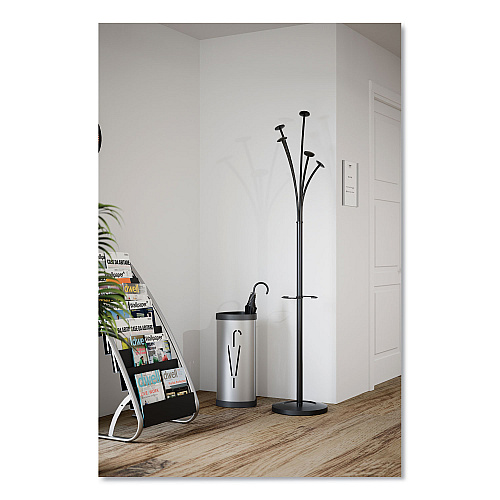 Alba Triangular Umbrella Stand, Steel, 10.25w x 10.25d x 23.67h, Silver/Black (PMTRIA2M)