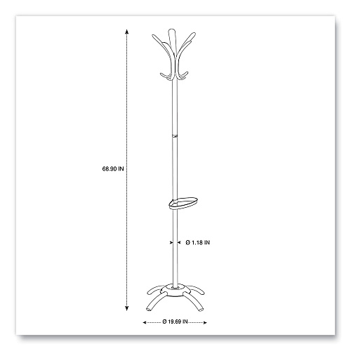 Alba CLEO Coat Stand, Stand Alone Rack, Ten Knobs, Steel/Plastic, 19.75w x 19.75d x 68.9h, Black (PMCLEON)