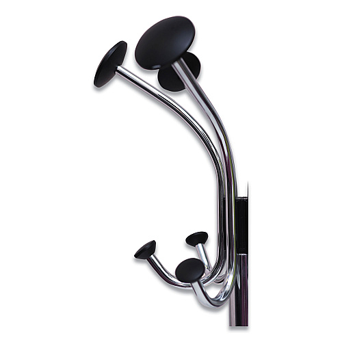 Alba Chromy Coat Stand, 12 Knobs, 16w x 16d x 70.5h, Chrome/Black (PMCLAS)