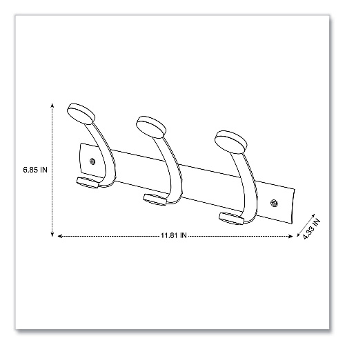 Alba Wooden Coat Hook, Three Wood Peg Wall Rack, Brown/Silver, 45 lb Capacity (PMV3)