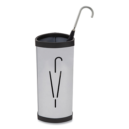 Alba Triangular Umbrella Stand, Steel, 10.25w x 10.25d x 23.67h, Silver/Black (PMTRIA2M)