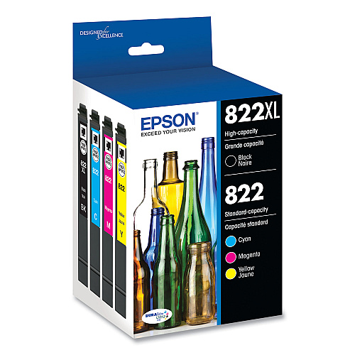 Epson T822XL-BCS (T822XL/T822) DURABrite Ultra High-Yield/Standard Ink, Black/Cyan/Magenta/Yellow