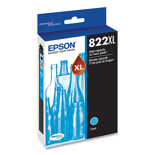 Epson T822XL220-S (T822XL) DURABrite Ultra High-Yield Ink, 1,100 Page-Yield, Cyan