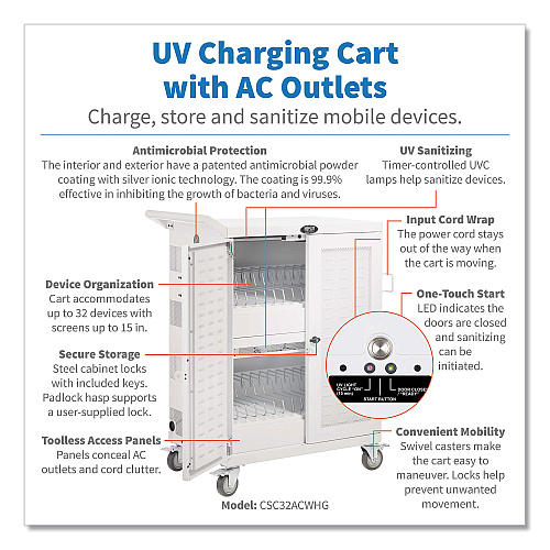 Tripp Lite Safe-it Multi-device Uv Charging Cart Ac (CSC32ACWHG)
