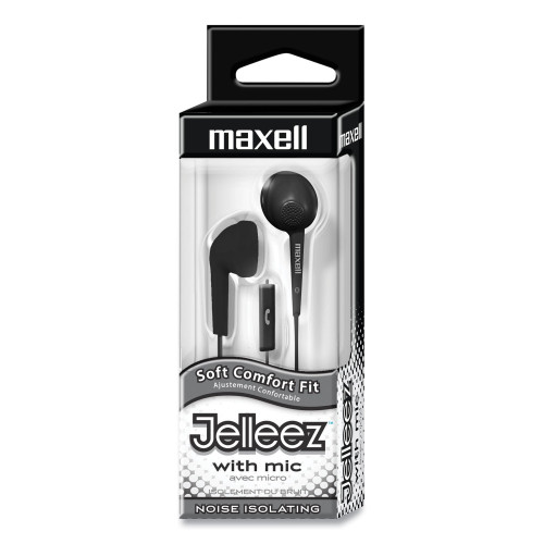 ♡彡 Maxell Jelleez Earbuds, 4 ft Cord, Black (191569