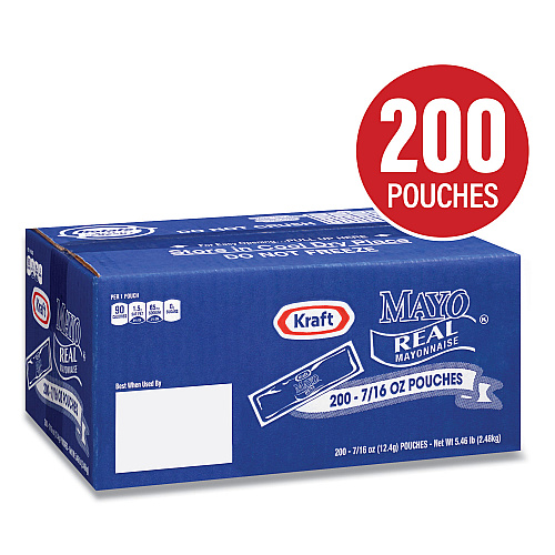 Kraft Mayo Real Mayonnaise, 0.44 oz Packet, 200/Box (22001118)