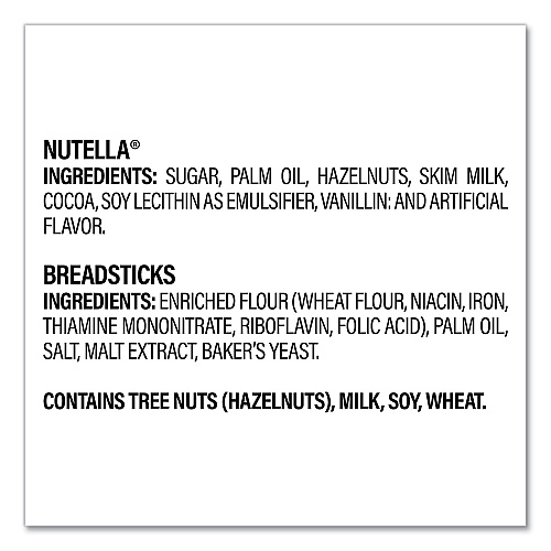 Nutella Hazelnut Spread and Breadsticks, 1.8 oz Single-Serve Tub, 16/Pack (22001135)