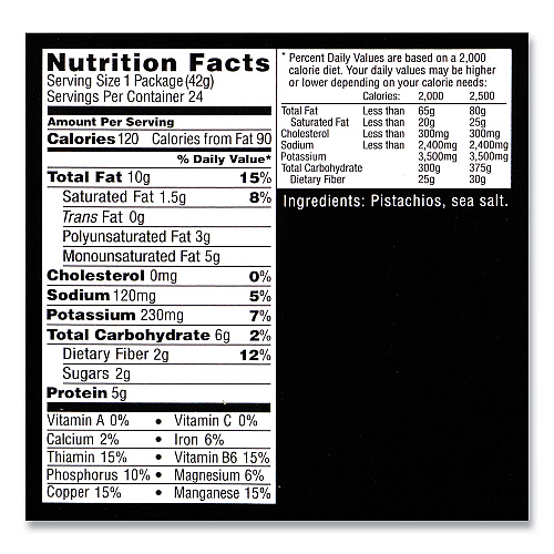 Wonderful Roasted and Salted Pistachios, 1.5 oz Bag, 24/Pack (22000784)