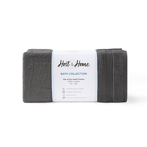 Host & Home Hand Towel 16x28 Dark Grey - Case Of 60 (HT-HH1628-DG-CS)