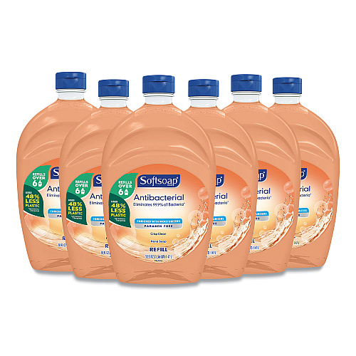Softsoap Antibacterial Liquid Hand Soap Refill, Fresh Scent, 50 oz, Orange, 6/Carton (46325)
