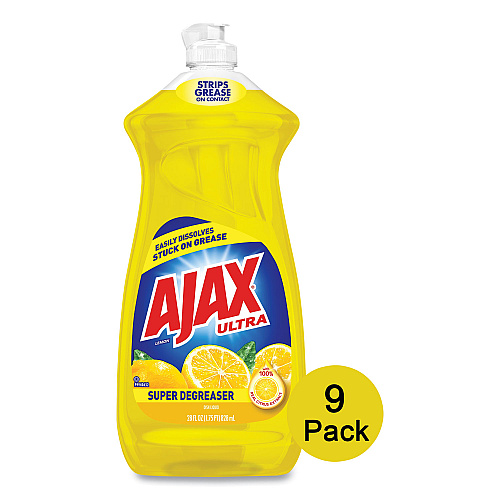 Ajax&reg; Dish Detergent Liquid, Lemon Scent, 9 Bottles (44673)