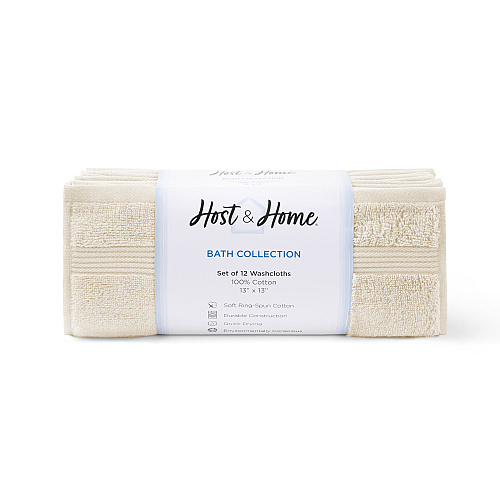 Host & Home Washcloth 13x13 Ivory - Pack Of 12 (HH-WC-1313-IV)