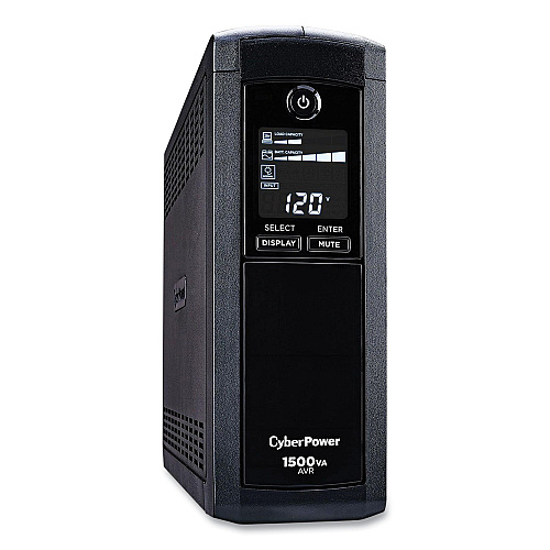 CyberPower PFC Sinewave CP1500PFCLCD UPS Battery Backup, 12 Outlets, 1,500 VA, 1,030 J