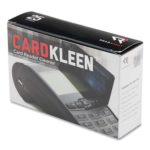 Read Right CardKleen Presaturated Magnetic Head Cleaning Cards, 3 3/8" x 2 1/8", 25/Box (RR1222)