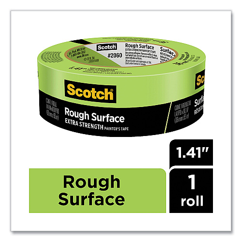 Scotch Rough Surface Extra Strength Painter's Tape, 3" Core, 1.41" x 60.1 yds, Green (206036AP)