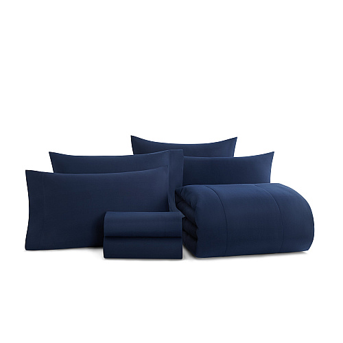Family Essentials Bed In Bag 7pc Set - Queen - Navy - 1 Set (P-BIAB-FQ-NV)
