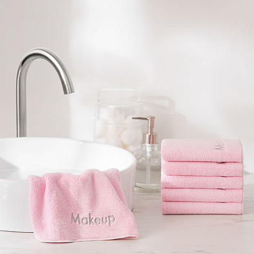 Coral Fleece Makeup Washcloth 13x13 Pink - Pack Of 6 (PNP-MU-PINK)