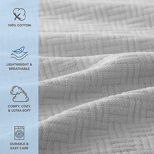 Host & Home Cotton Throw Blanket 50x70 Light Gray - 1 Each (P-THCOT-5070-LG)
