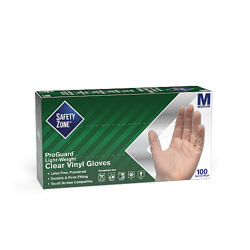 Safety Zone Vinyl Powdered 2.5 Mil Gloves Clear Med - Case Of 1000 (GVDR-MD-HH)