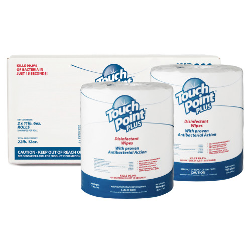 Touch Point Plus Disinfectant Wipes Large Roll, 8"x6", 900 Wipes/roll - Case Of 2 Rolls (WD900)