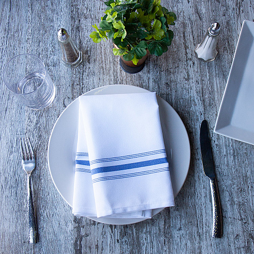 Mariposa Bistro Napkin 18x22 Blue Stripe - Case Of 120 (BISTRO-B-CS)