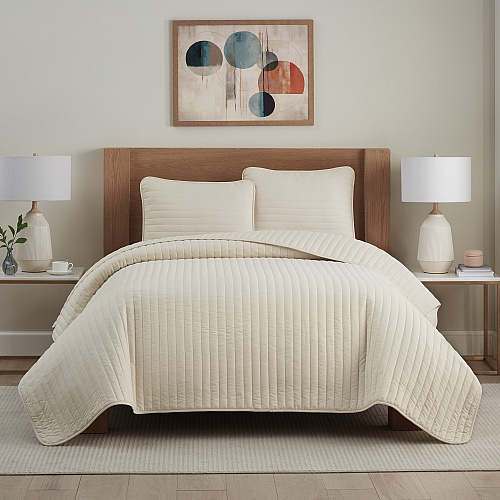 Host & Home Brushed Microfiber Quilt Set - Twin, Taupe - 1 Set (P-MFQT-TWSET-TP)