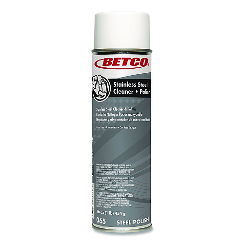 Betco Stainless Steel Cleaner and Polish, Characteristic Scent, 16 oz Aerosol Spray, 12/Carton (652300)