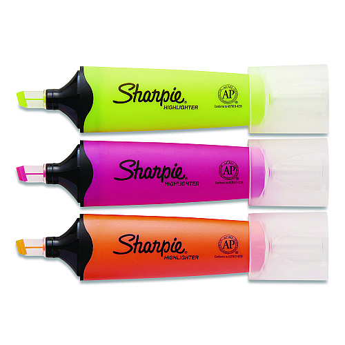 Sharpie Clearview Tank-Style Highlighter, Assorted Ink Colors, Chisel Tip, Assorted Barrel Colors, 3/Pack (1912767)