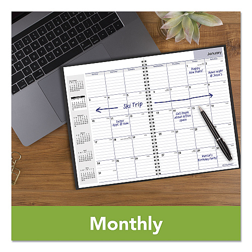 AT-A-GLANCE DayMinder Monthly Planner, Ruled Blocks, 12 x 8, Black Cover, 14-Month: Dec 2025 to Jan 2027 (SK200)