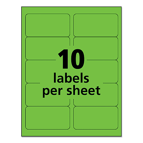 Avery High-Visibility Permanent Laser ID Labels, 2 x 4, Neon Green, 1000/Box (5976)