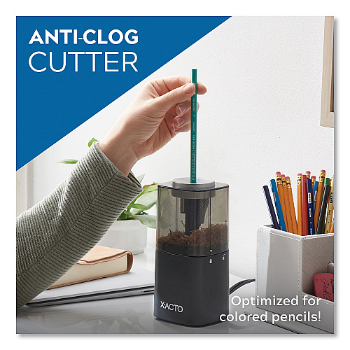 X-ACTO Model 1799 Powerhouse Office Electric Pencil Sharpener, AC-Powered, 3 x 3 x 7, Black/Silver/Smoke (1799X)